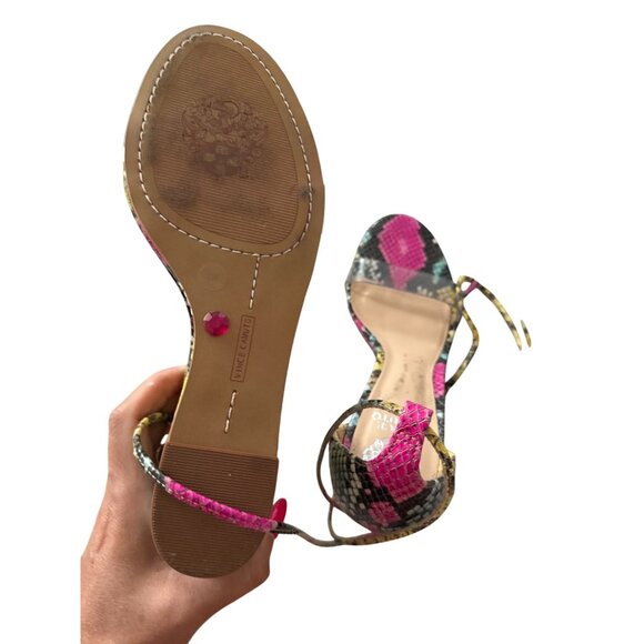 VINCE CAMUTO Multicolor Snake Print Leather Lace Up Wedges Size 8 - Picture 5 of 9